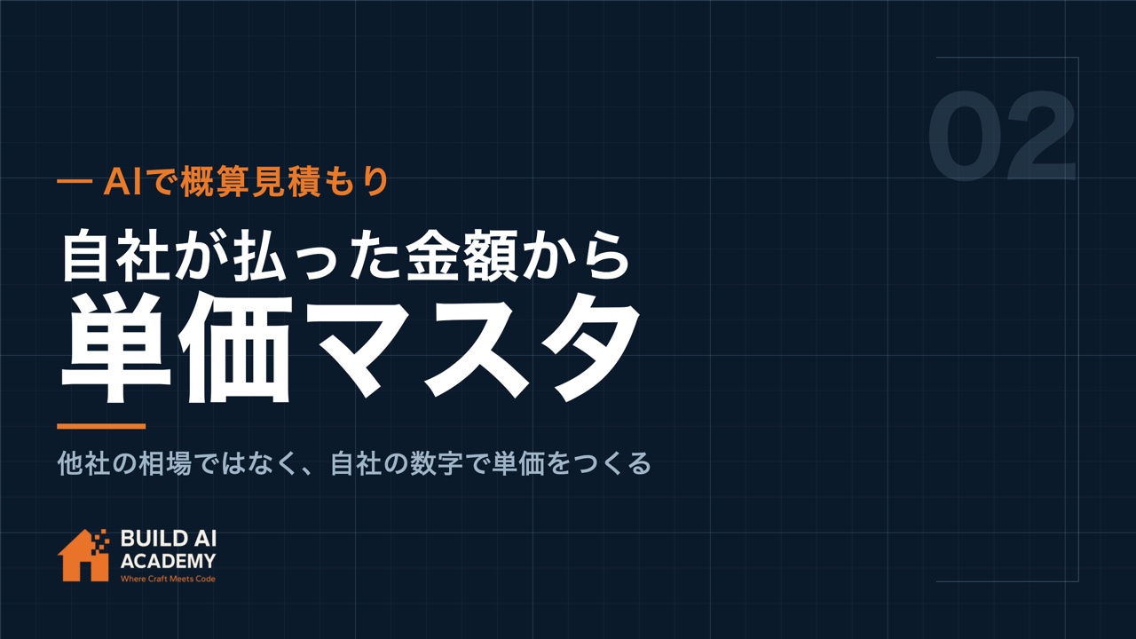 AIで概算見積もり（その2） 過去物件から自社の単価マスタを構築