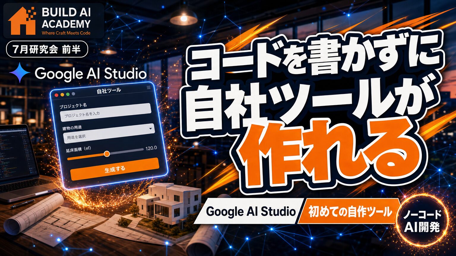 【Build AI Academy7月定例 前半】Google AI studioでコードを書かずに自社ツールが作れる！
