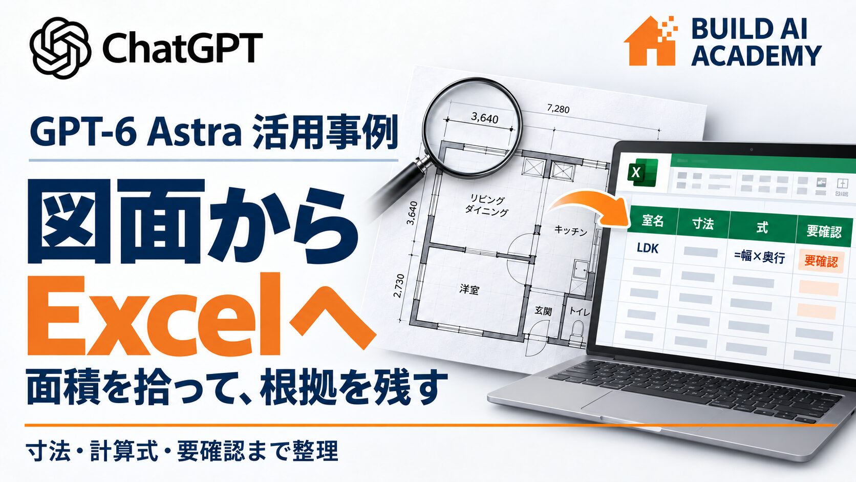 【GPT-6 Astra 活用事例】図面からEXcelへ！面積を拾って、根拠を残す